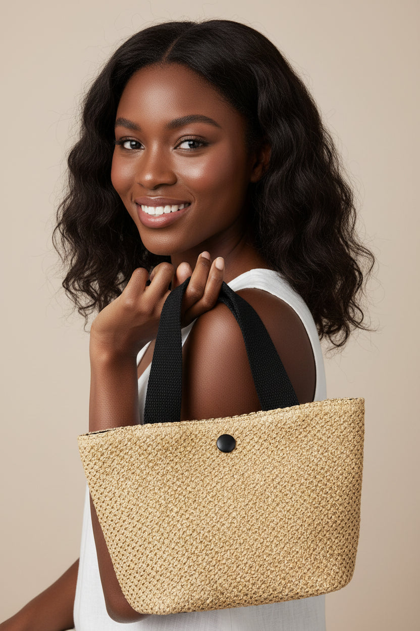 Women's Woven Straw Tote Beach Bag