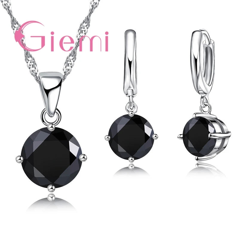 Women's S925 Silver Zirconia Necklace Earring Set