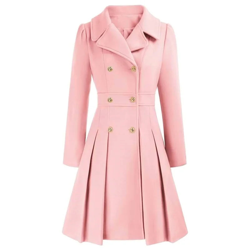 Woolen Double-Breasted Women Coat