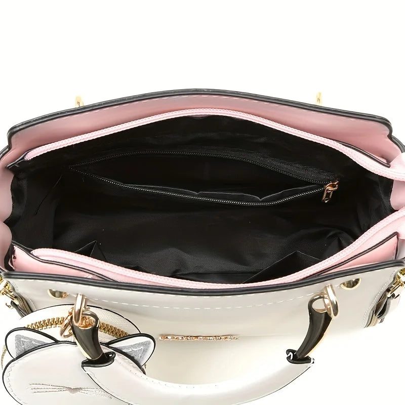 Women's Cat Satchel Top Handle Shoulder Bag