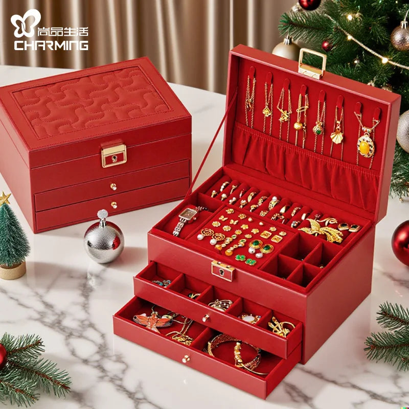 Festive Red Jewelry Storage Box