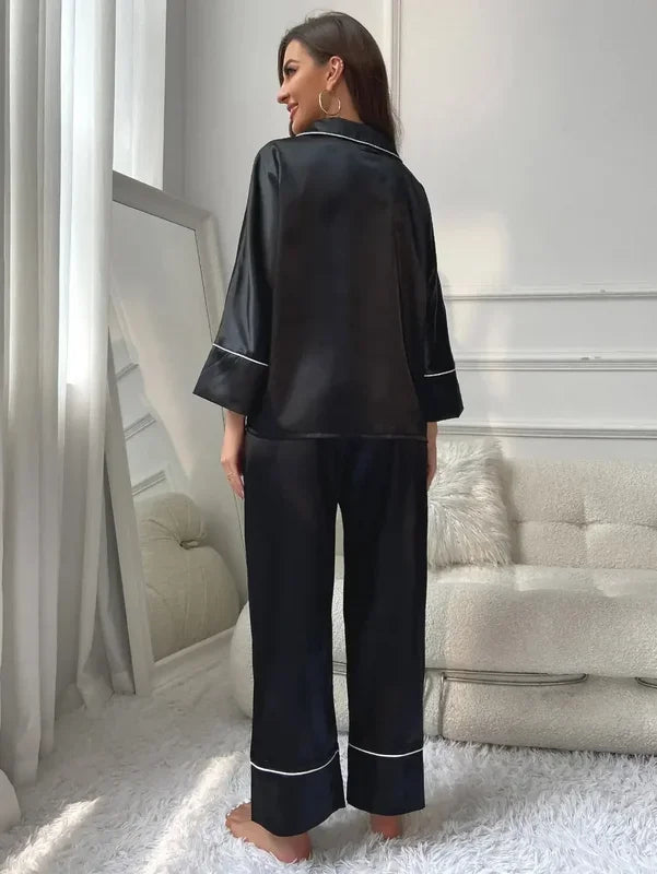 Satin Long-Sleeve Women Pajama Set