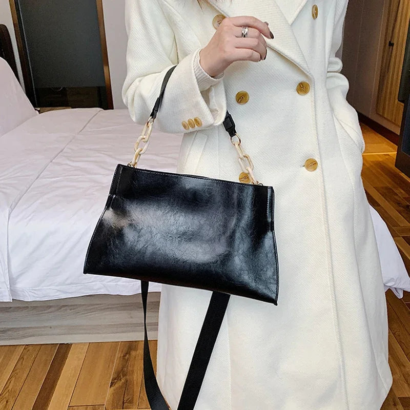Women's Soft Leather Large Underarm Bag