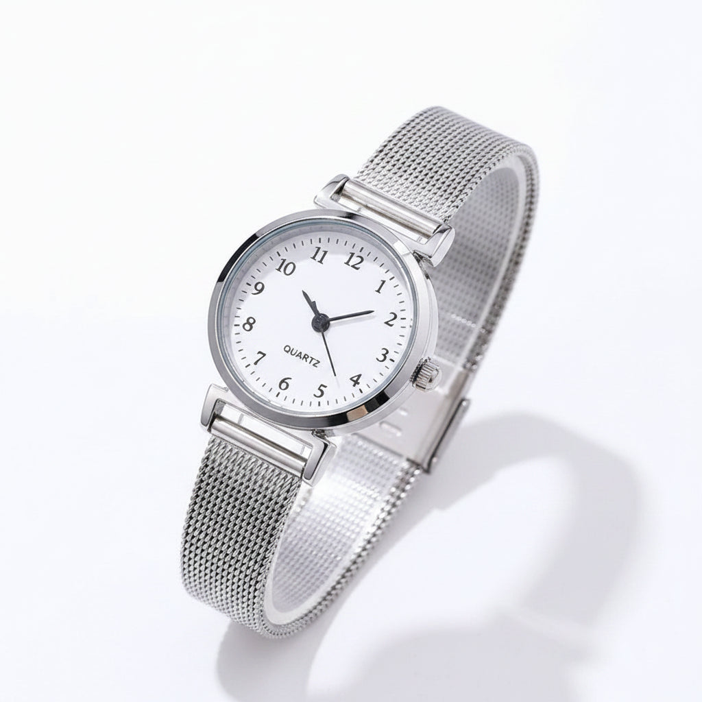 Women's Silver Bracelet Fashion Quartz Watch
