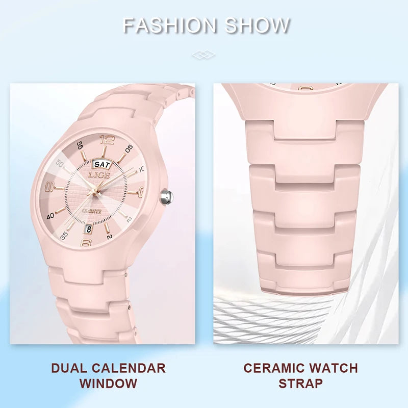 LIGE Ceramic Date Ladies Watch