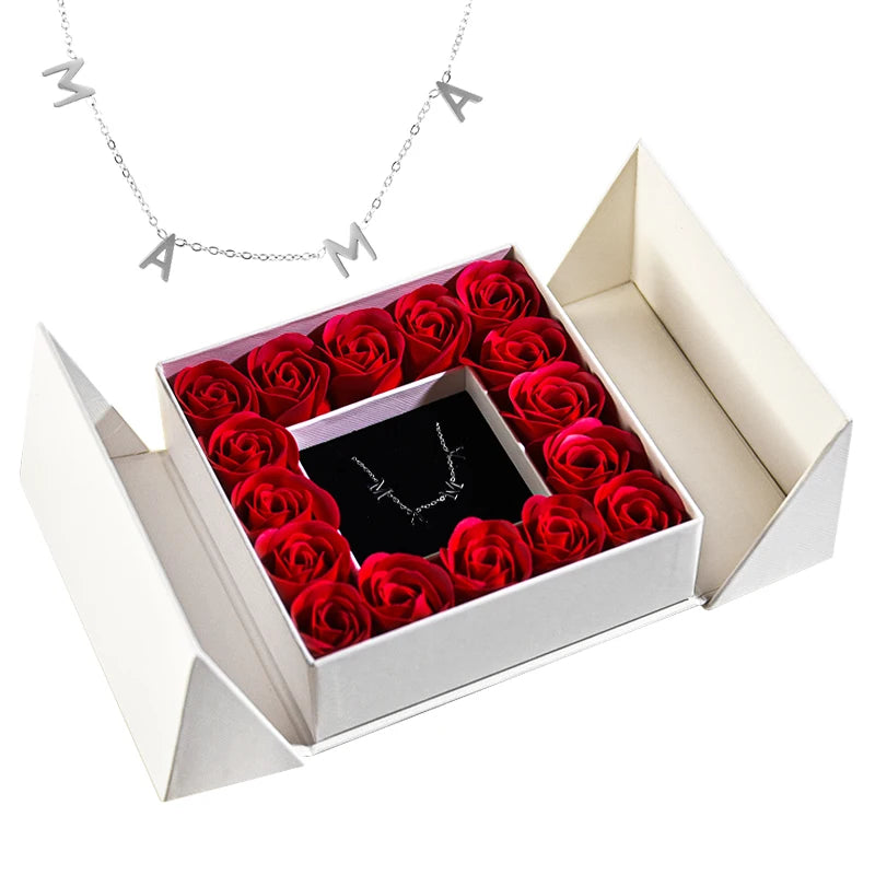 Women's Pendant Necklace Soap Rose Gift Box