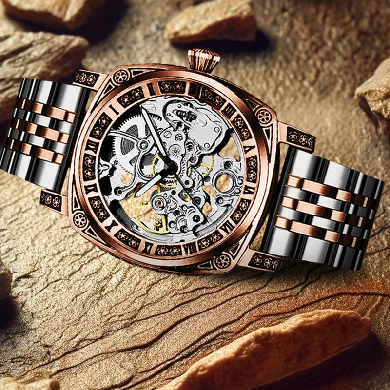 Pentagram Rose Gold Mechanical Watch