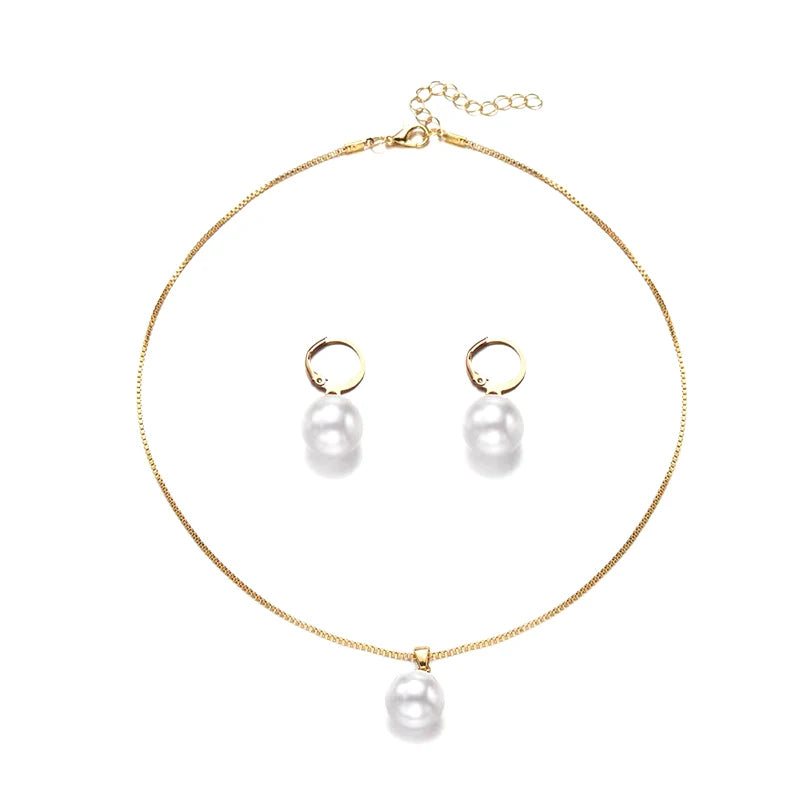 Pearl Earring Pendant Necklace Set
