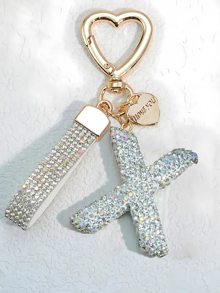 Crystal Initial Letter Keychain
