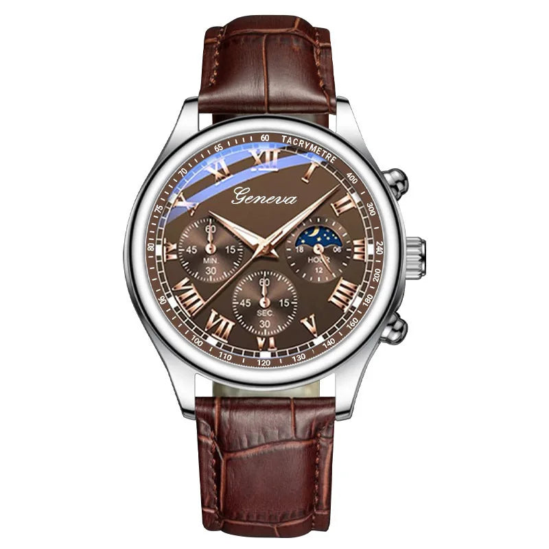 Men's Simple PU Leather Strap Quartz Watch