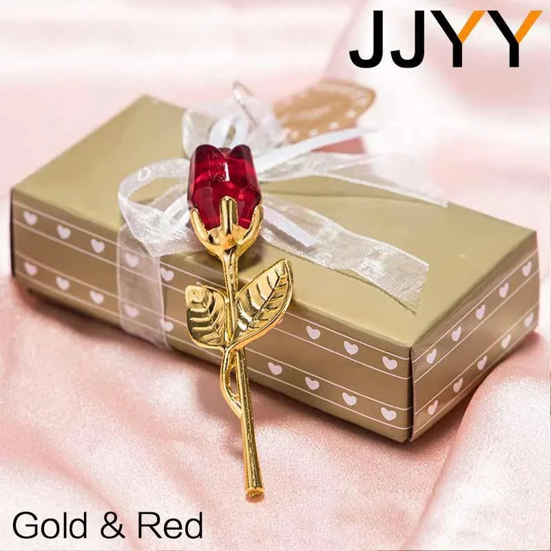 Crystal Rose Statue Gift Box Wedding Decor