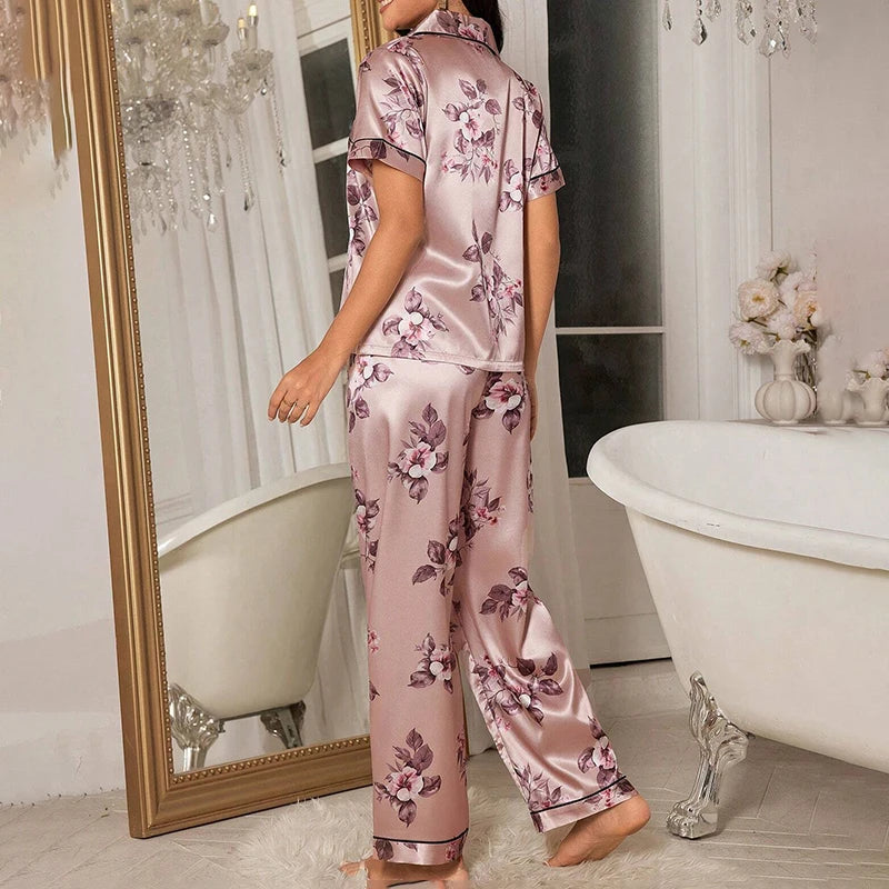 Women's Satin Floral Pajama Set