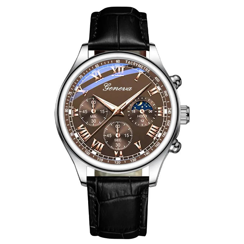 Men's Simple PU Leather Strap Quartz Watch