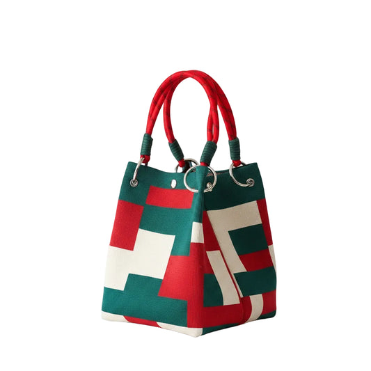 Vintage Floral Knit Tote Bag