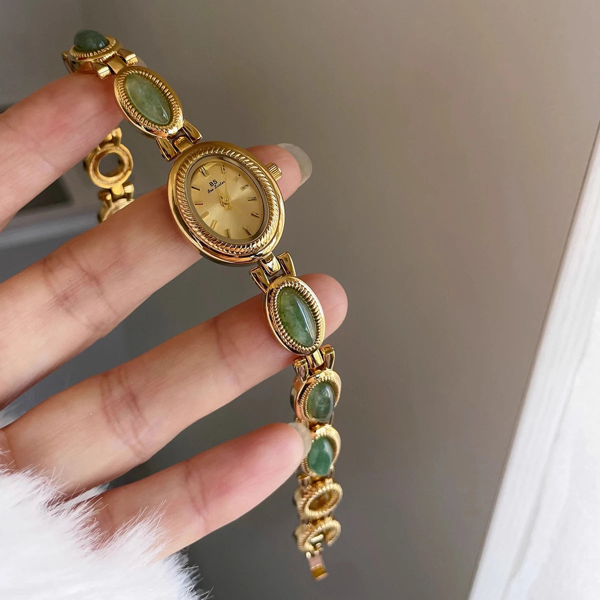 Jade Green Quartz Bracelet Watch