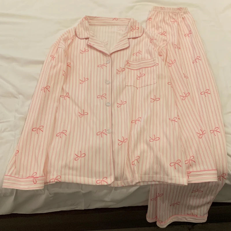 Women's Pink Bow Harajuku Pajama Set