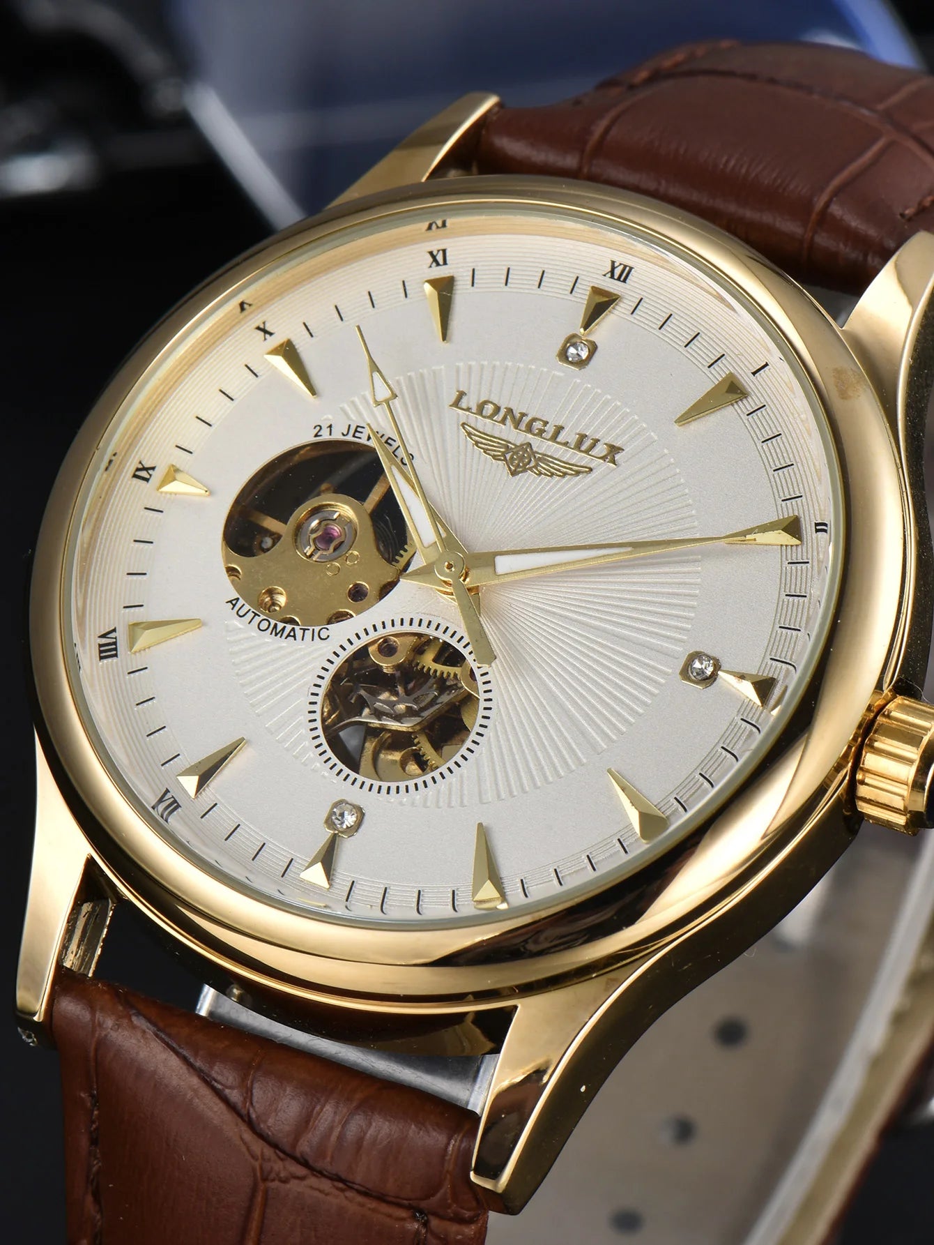 Skeleton Mechanical Leather Men's Watch