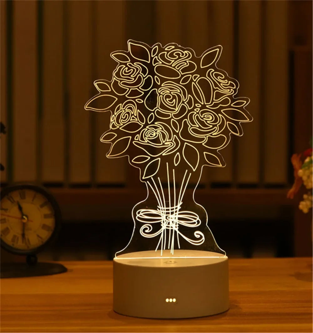 3D Acrylic Neon Sign LED Night Light USB