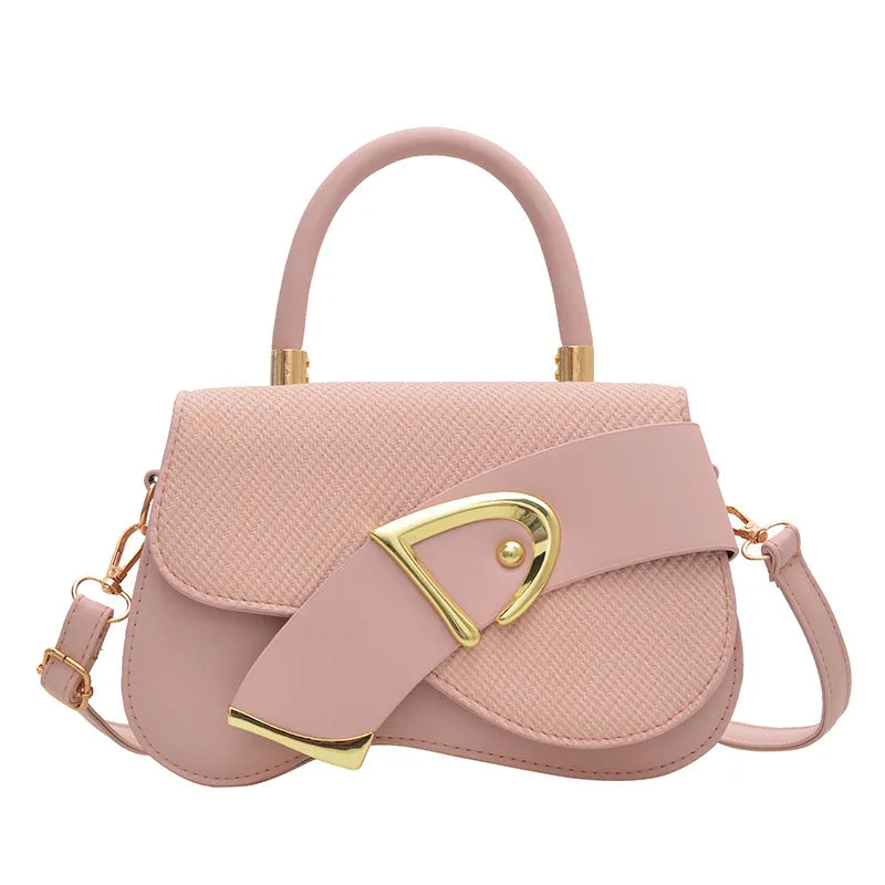Women's Minimalist Shoulder Bag with Gold Hardware
