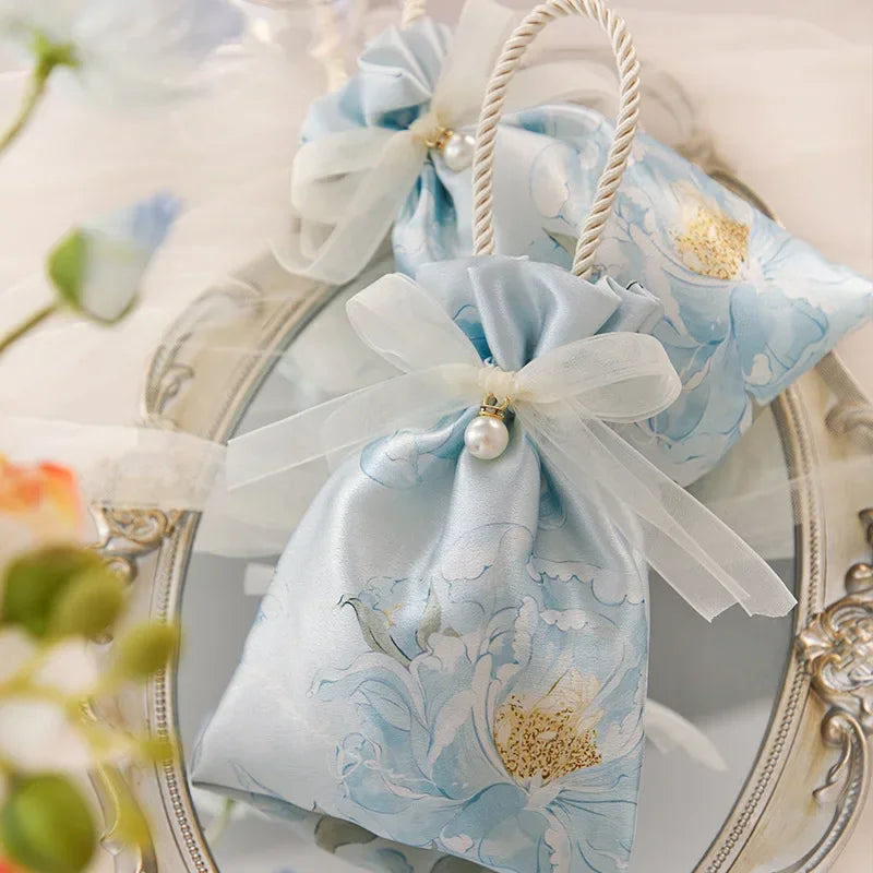Bow Drawstring Gift Pouch Wedding Party