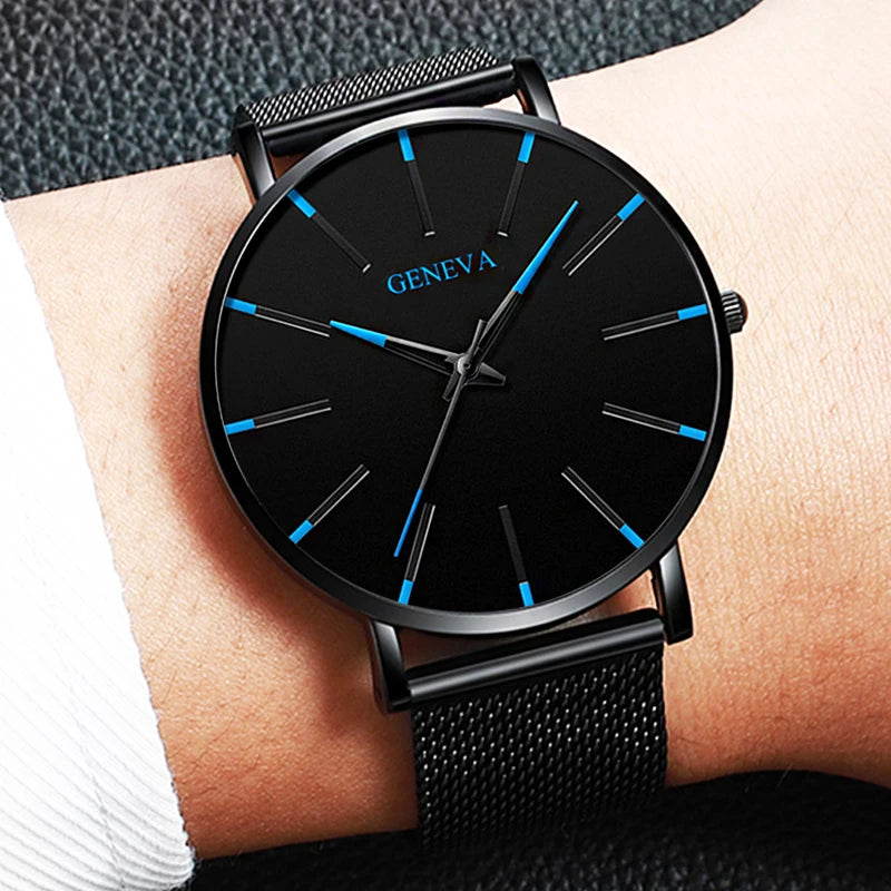 Men's Ultra-Thin Mesh Belt Quartz Watch