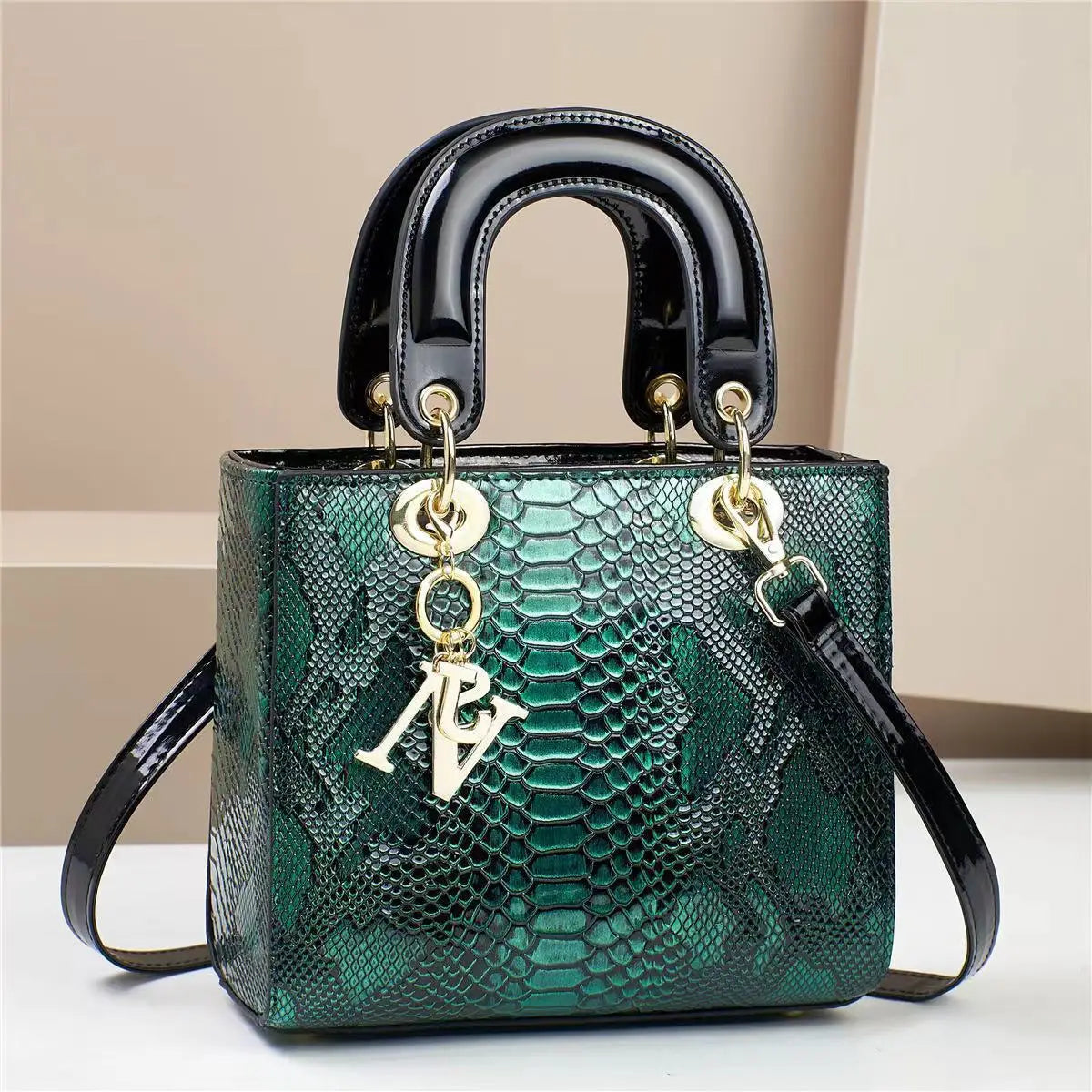 Women's Bright Leather Crossbody Shoulder Bag