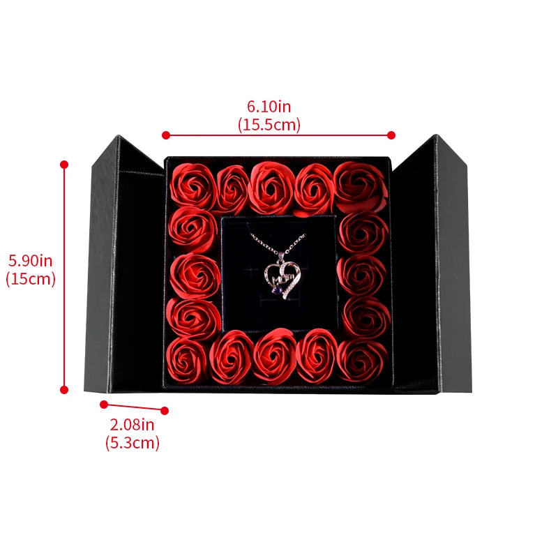 Women's Pendant Necklace Soap Rose Gift Box