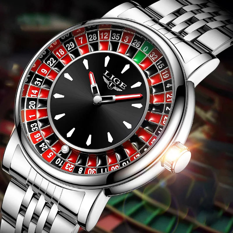 LIGE Men's Roulette Luminous Quartz Watch