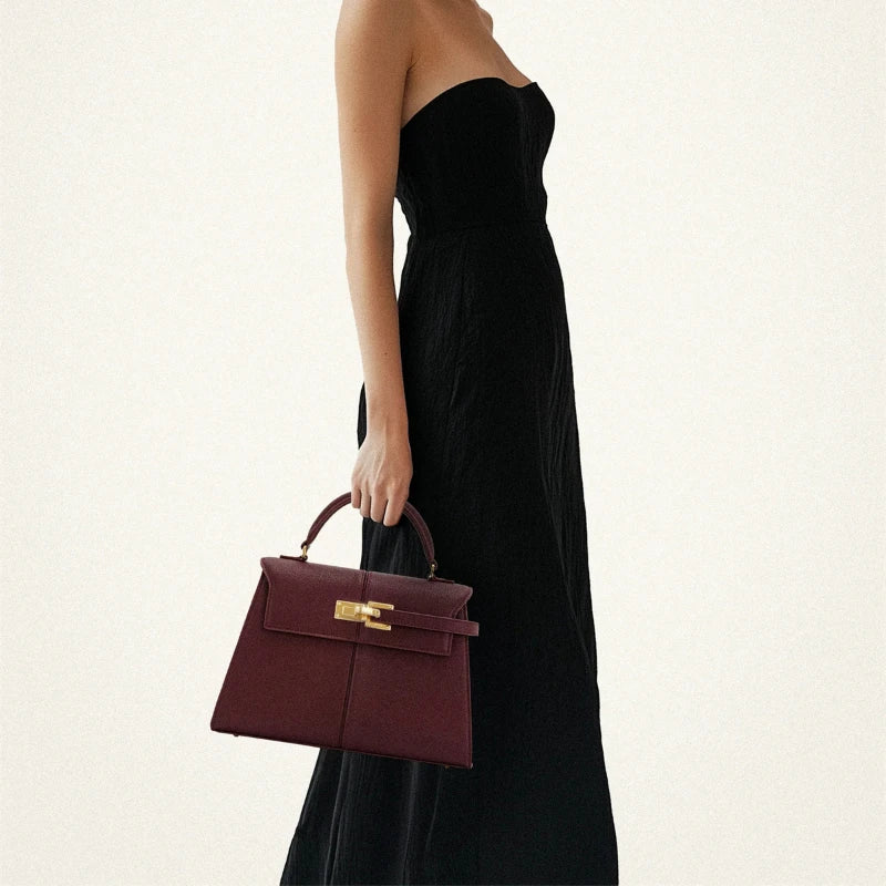 Women's Large Square Crossbody Bag Burgundy