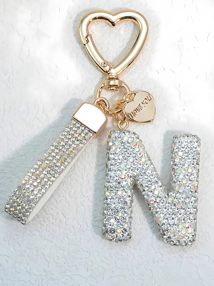 Crystal Initial Letter Keychain