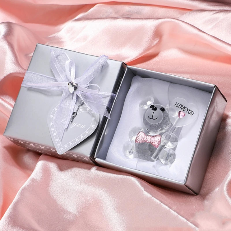 Crystal Bear Rose Gift Box Valentine