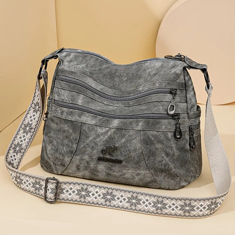 Denim Multi-Layer Crossbody Bag