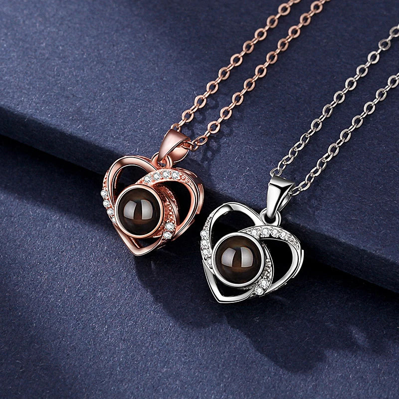 I Love You Projection Necklace Rose Gift Box
