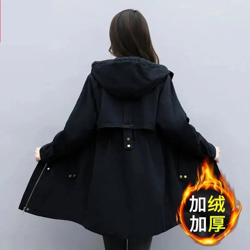 Hooded Velvet Women Parka