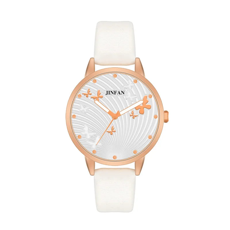 Butterfly Dial Leather Ladies Watch