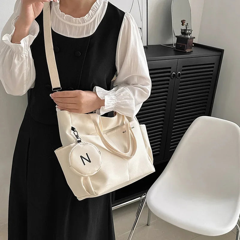 Canvas Crossbody Tote Bag