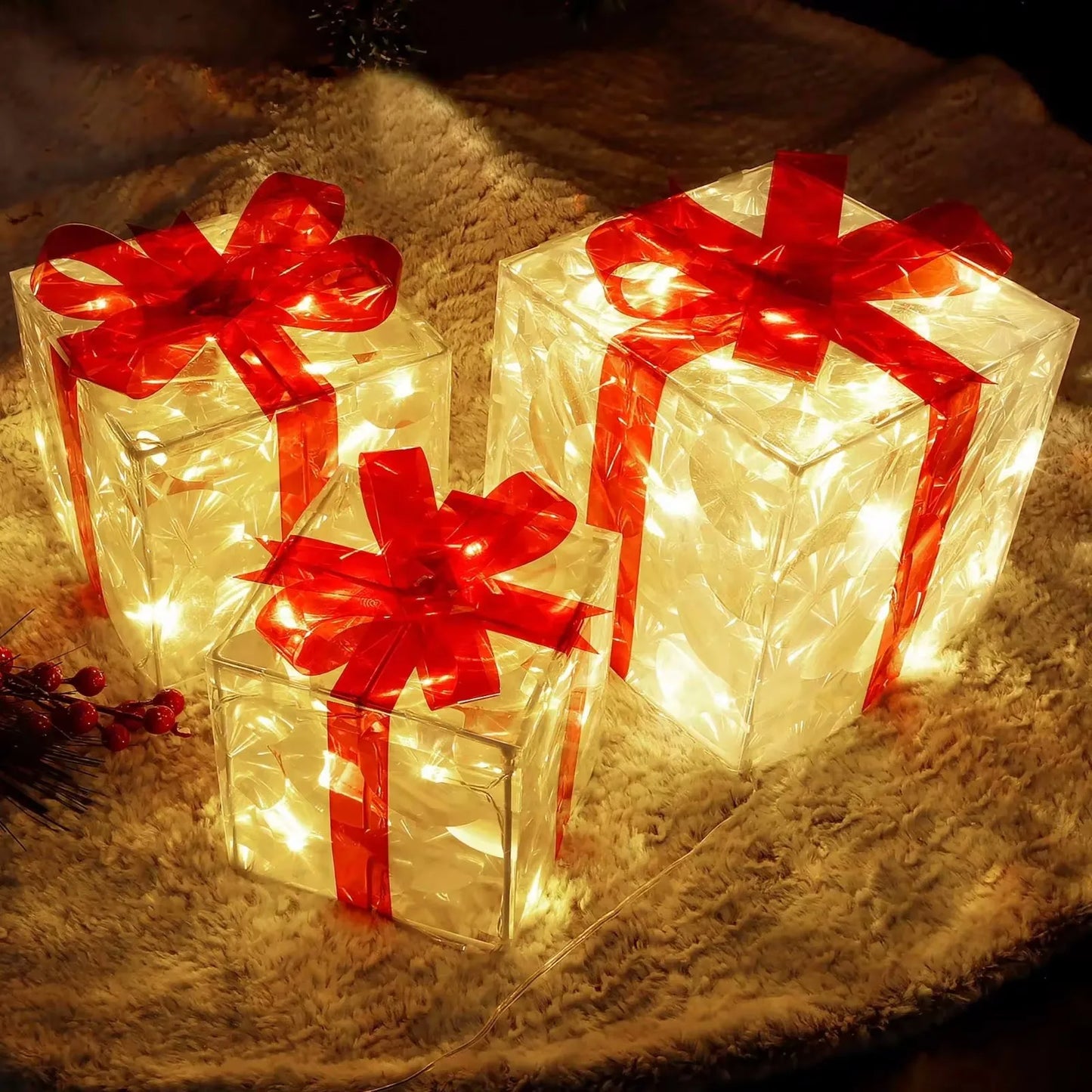 LED Glowing Christmas Gift Box Outdoor Decor