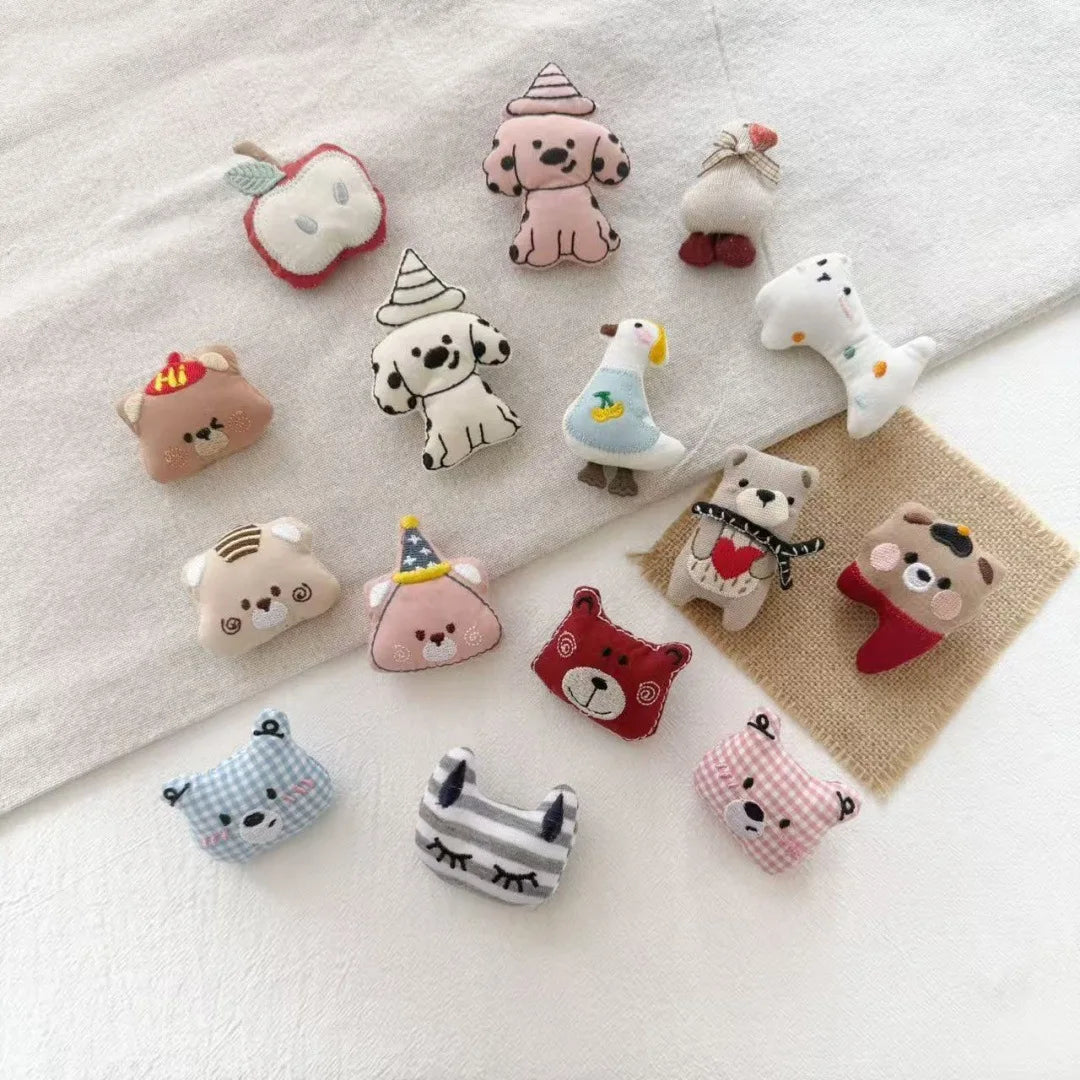Bear Cat Fabric Brooch Handcrafted Pin