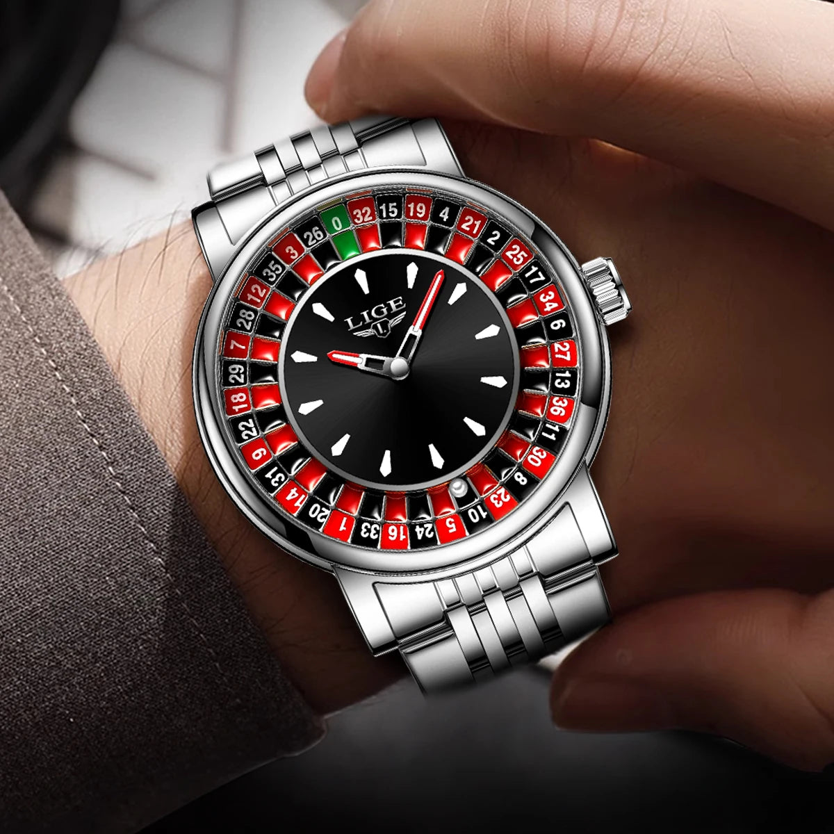 LIGE Men's Roulette Luminous Quartz Watch