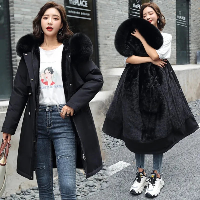 Waisted Fur Collar Down Jacket