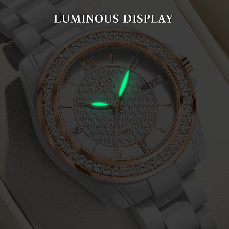LIGE Ceramic Luminous Ladies Watch