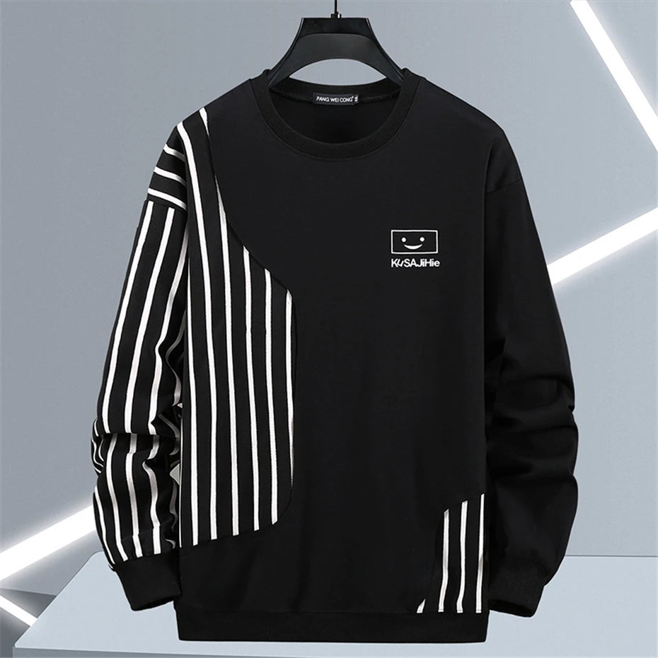 Men's Stripe Patchwork Sweatshirt Plus Size