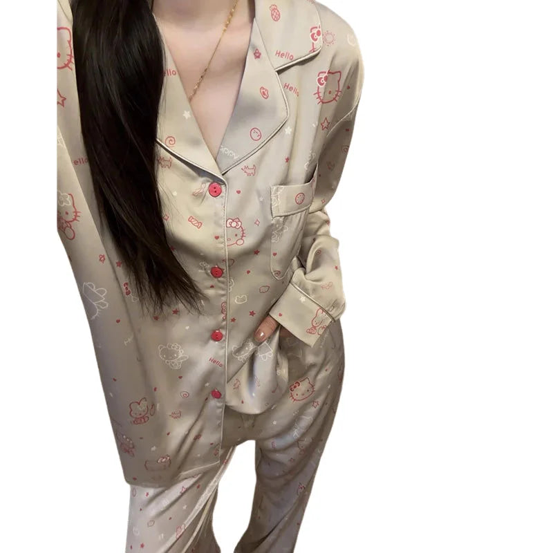 Women's Ice Silk Cute Pajama Set
