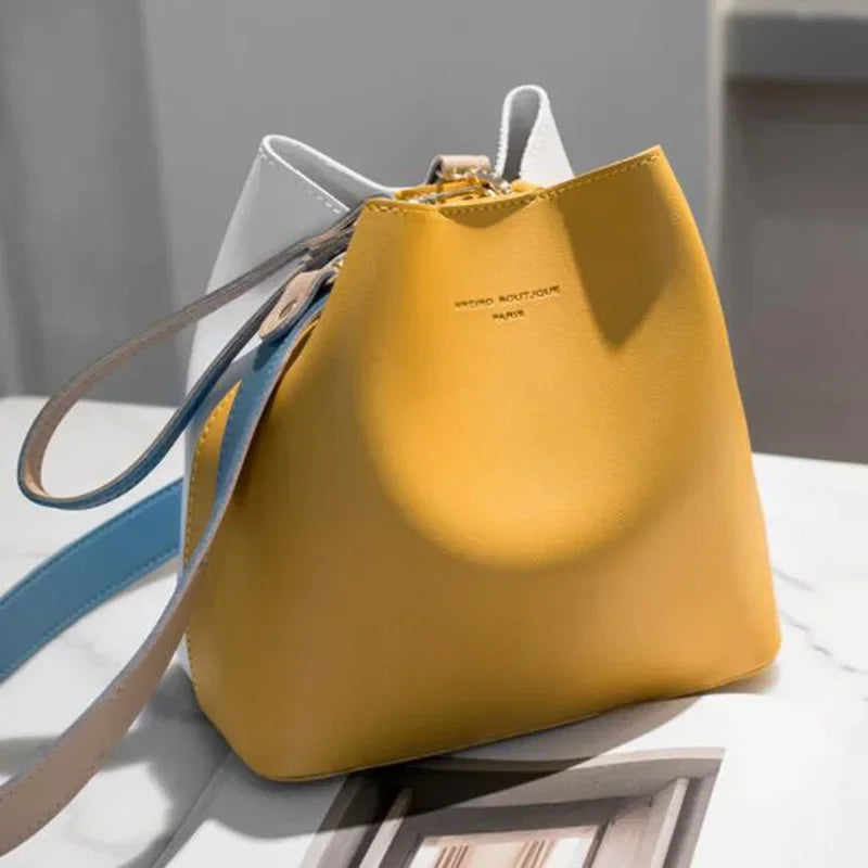 PU Leather Bucket Crossbody Bag