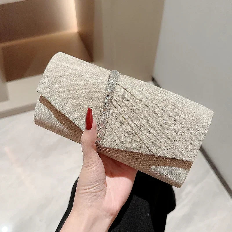 Women's Glitter Silver Envelope Evening Bag