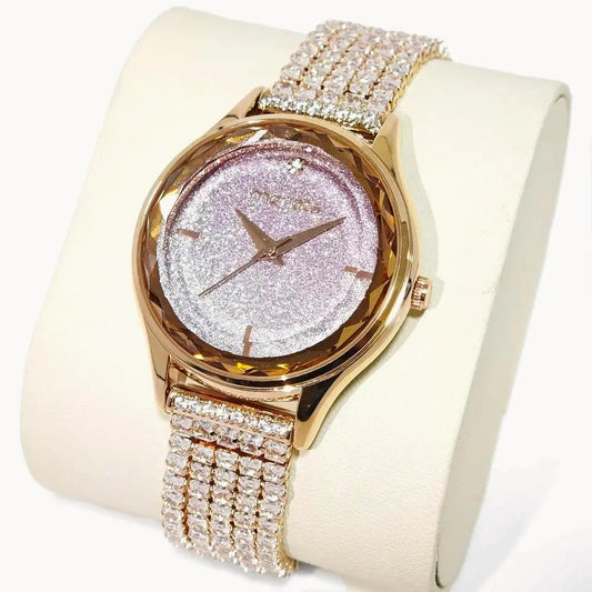 Women's Rose Quartz Diamond Jewelry Watch