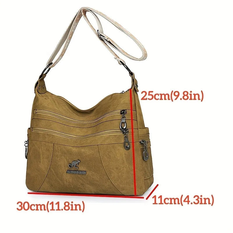 Denim Multi-Layer Crossbody Bag