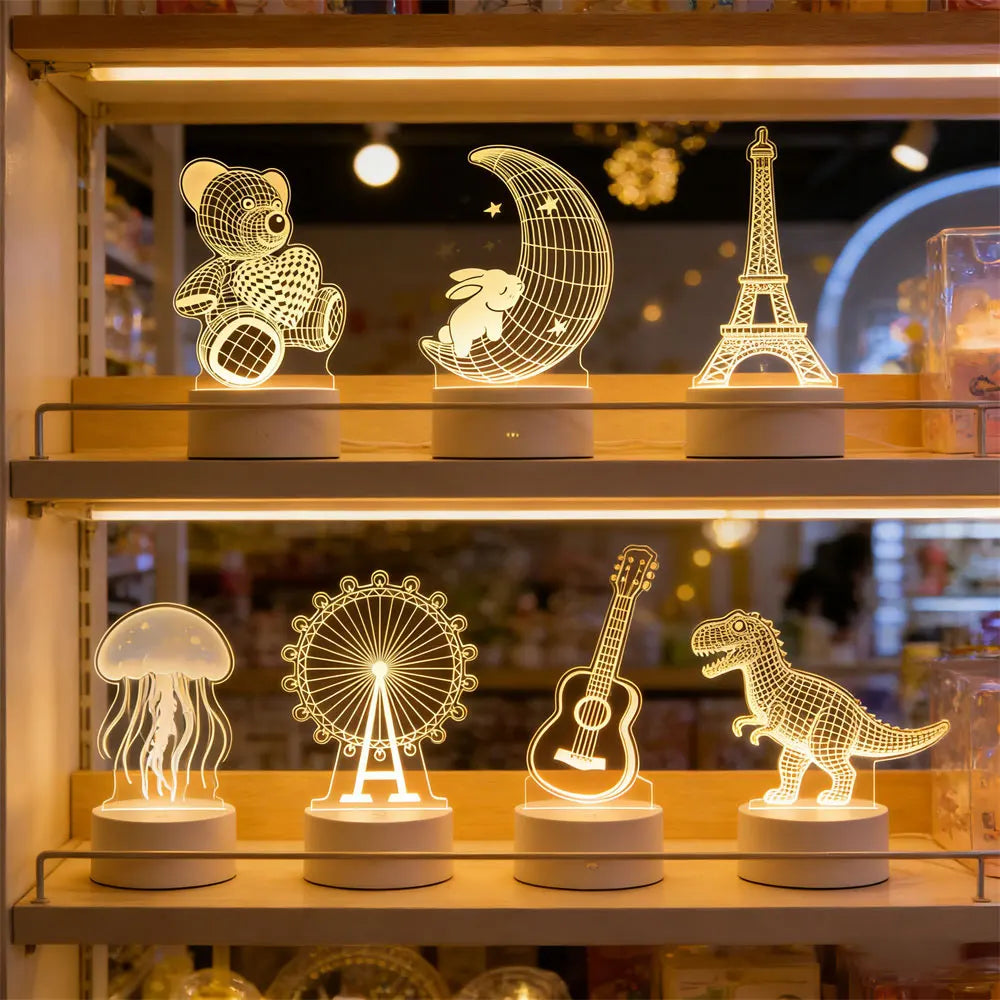 Personalized 3D LED Night Light USB Decor