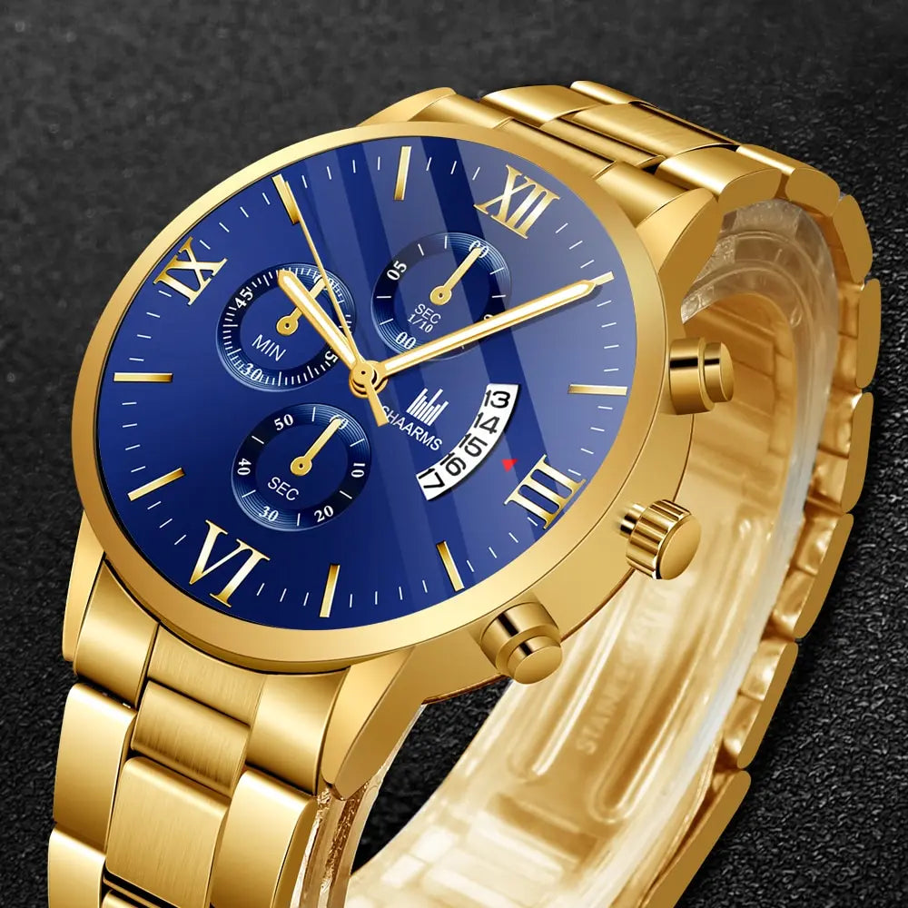 Men's Steel Calendar Business Quartz Watch