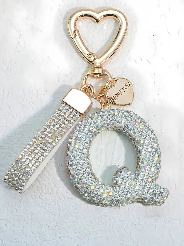 Crystal Initial Letter Keychain